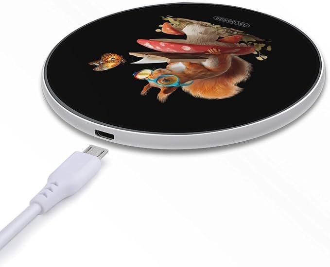 Squirrel Reading Books Wireless Charger SlimWireless Charging Pad Anti-Slip Charger Mat for Men Women