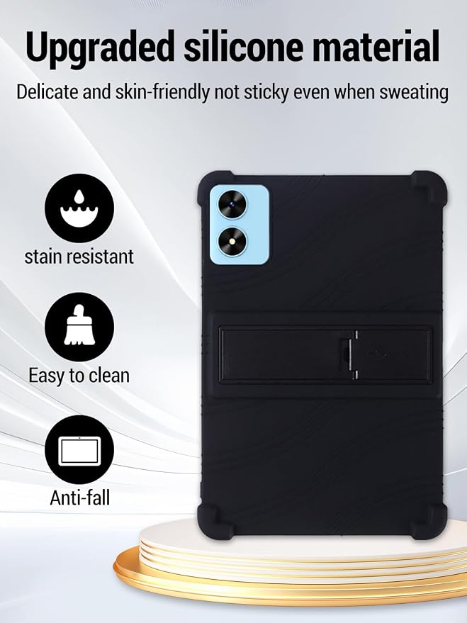 for Frameflow P10_A 10 Inch Android 15 Tablet Protective case ZBAGUG Shockproof Lightweight Silicone Protective Cover with Stand Child-Friendly Protection Easy to Clean Design Black