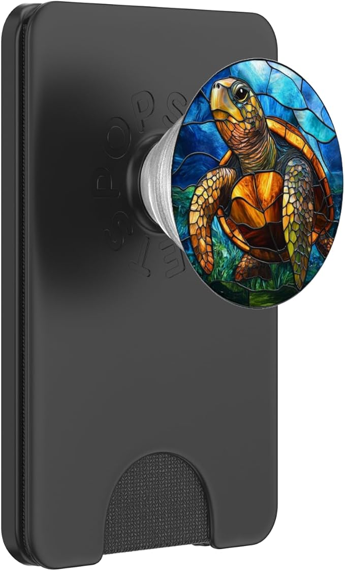 Stained Glass Aesthetic Mosaic Cute Ocean Sea Turtle PopSockets Adhesive PopGrip