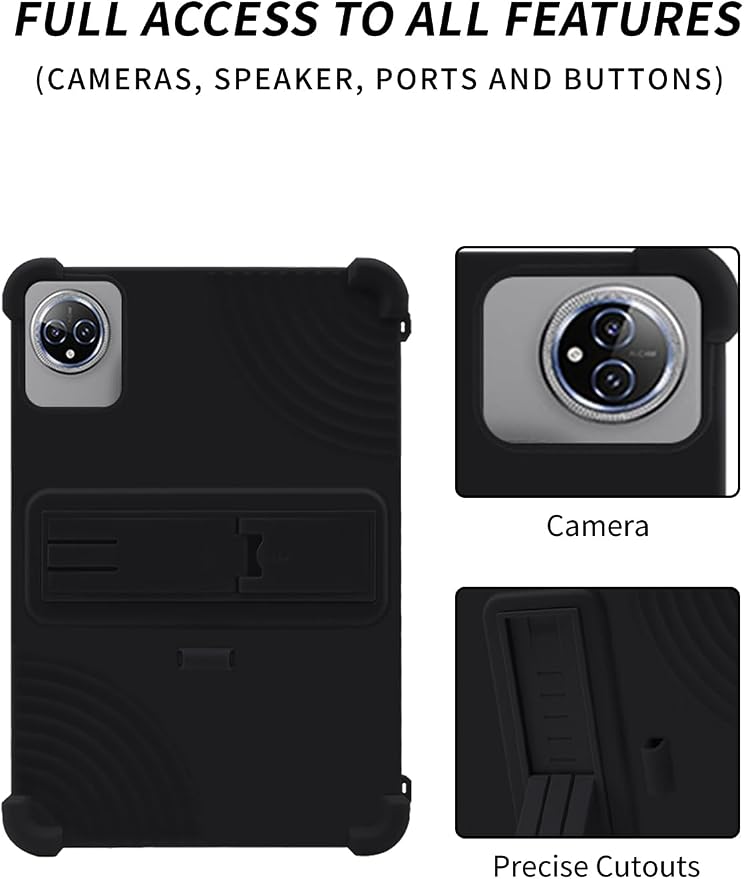 Case for Raemond K80 Tablet 10 Inch Android 15WUNIAK Hollow Back DesignHeat Dissipation Shockproof Lightweight Adjustable Kickstand Silicone Shell&ampKids Friendly Soft CaseBlack