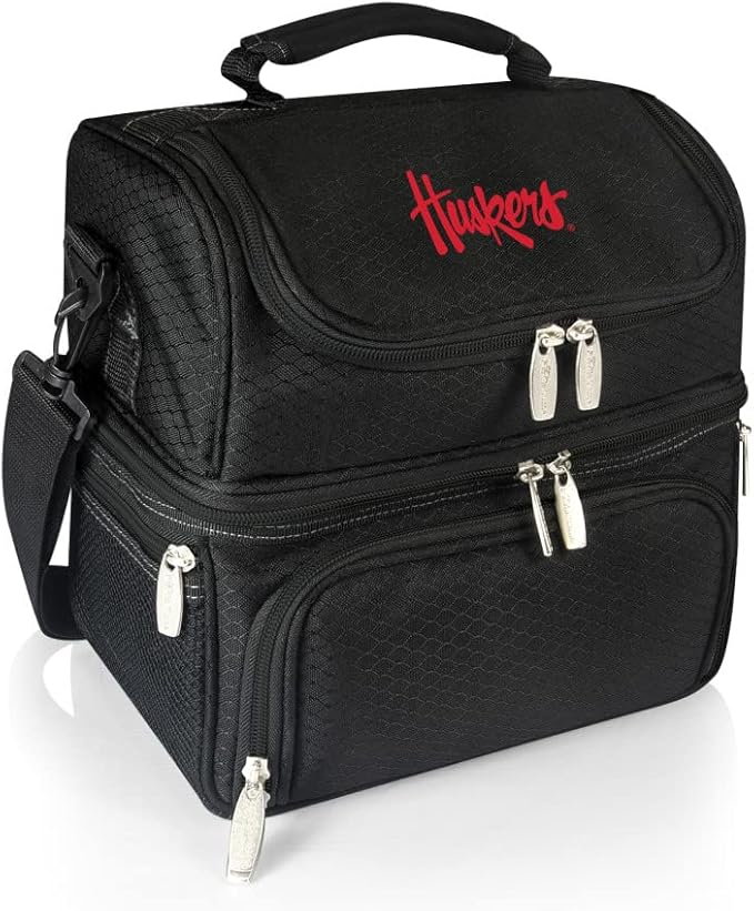 PICNIC TIME NCAA Nebraska Cornhuskers Pranzo Lunch Bag - Insulated Lunch Box with Picnic Set - Lunch Cooler Bag