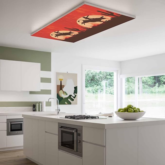 Fluorescent Light Covers for Drop Ceiling Western Cowboys Horse Riding on Red