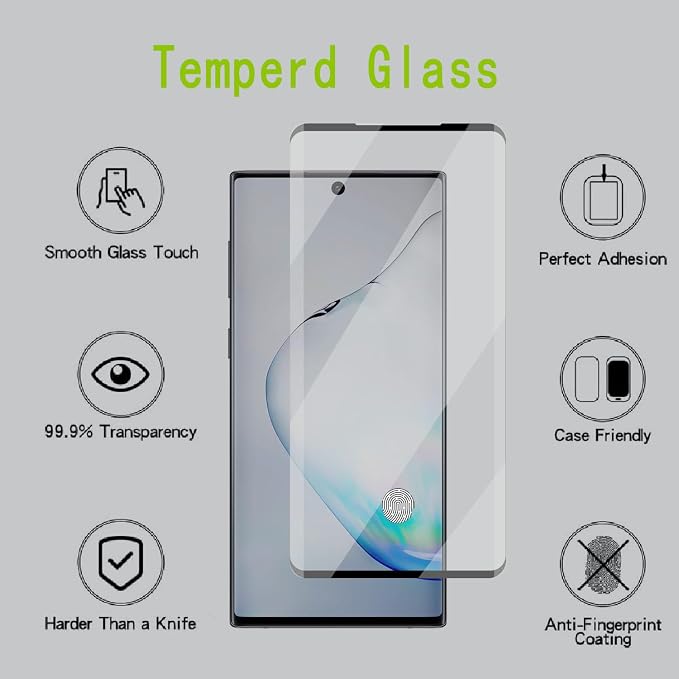 [4 Pack] Tempered Glass Screen Protector for Samsung Galaxy Note 10 | Tempered Glass Scratch Resistant Easy-Install Bubble Free Anti-Fingerprint
