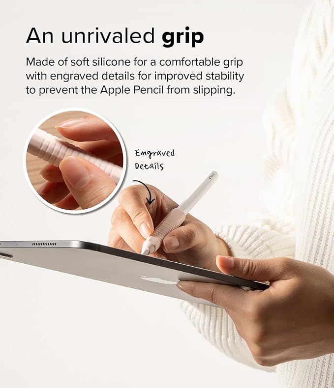 Ringke Silicone Drafting Grip Holder Compatible with Apple Pencil 2nd Generation, Apple Pencil USB-C and Apple Pencil Pro Case, Perfect Grip Silicone Protective Cover Sleeve Accessories - Pink Sand