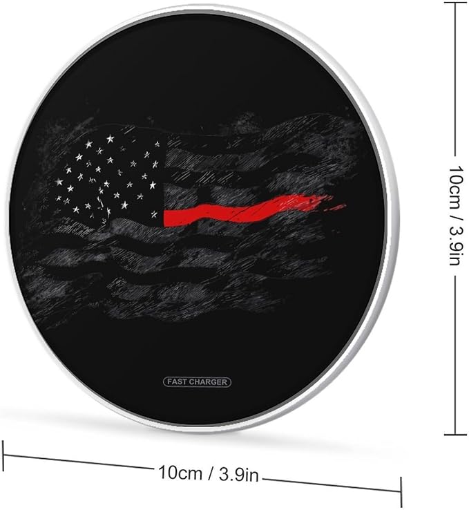 Thin Red Line Firefighter US Flag Wireless Charger Portable Charging Pad | LightweightAll Smartphone