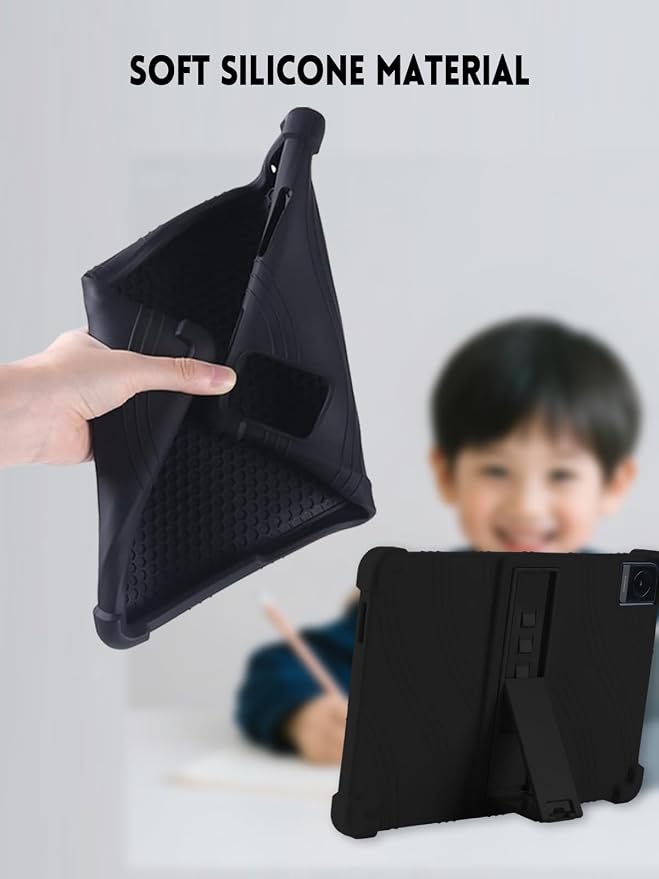 Case for TCL TAB 10 Gen 4 Android Tablet 10.1 Inch 8483A (Black) | Soft Silicone Kids Friendly Protective Cover with Adjustable Stand Drop-Proof