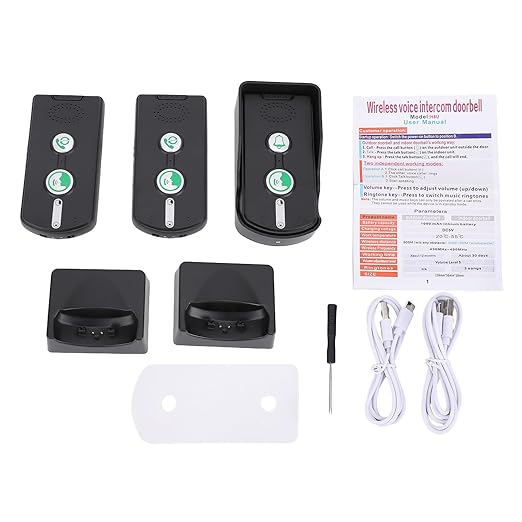 Swokely Rechargeable Wireless Intercom Unit, 2-Way Talking, 500 Meter Talking Distance, Power Saving, IP54 Water Resistance Rating, 2 Pcs, Suitable for Home, Office (Black)