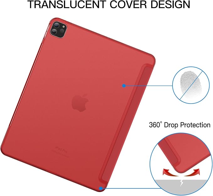 JETech Case Cover for iPad Pro 12.9 6th/5th Gen (2022/2021) Black | Slim Translucent Back Design Tri-Fold Stand Auto Wake/Sleep Lightweight Shockproof Protection