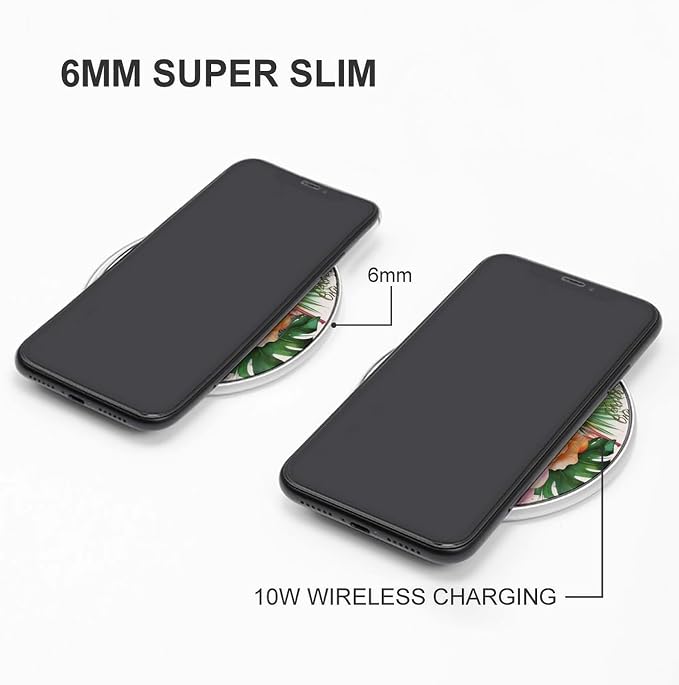 Tropical Flamingo Wireless Charger Fast Charging Pad | Anti-Slip Qi Certified Wireless Charging Pad for All Phones with Wireless Charging Function for Home Office Travel