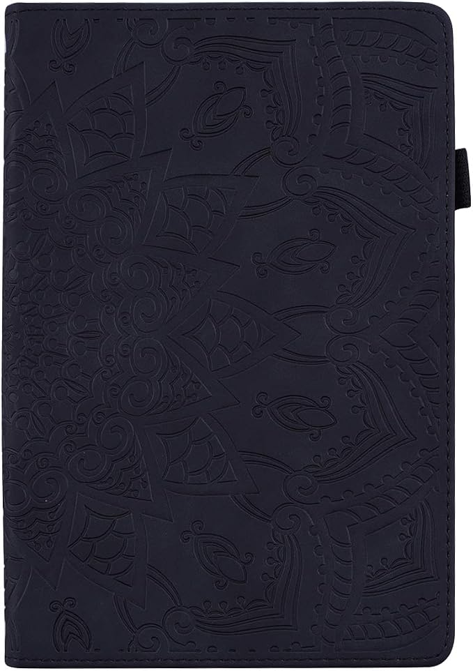 Folio Case for iPad Pro 11 2018-2022 iPad Air 11 2025/2024/Air 10.9 - Techcircle Stand Mandala Embossed PU Leather Soft TPU Cover with Elastic Strap Card Slots Pencil Holder - Pink