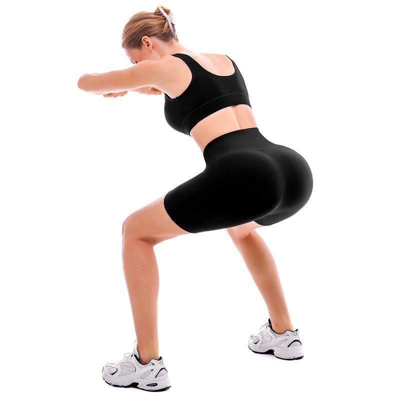 Ipletix Biker Shorts with Pockets for Women - 6'' High Waisted Womens Yoga Gym Athletic Running Workout Shorts Black LXL