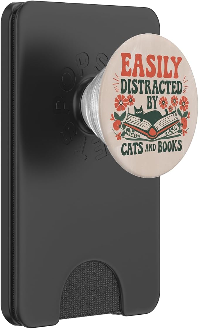 Groovy Cat &amp Book Lover Funny Retro Design PopSockets Adhesive PopGrip