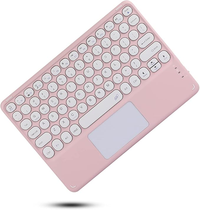 Keyboard Case for iPad Air 11 inch (M3/M2)/ iPad Air 5th 4th Generation 10.9 inch Case with Touchpad Detachable Round Key Candy Color Keyboard Cover (Pink)