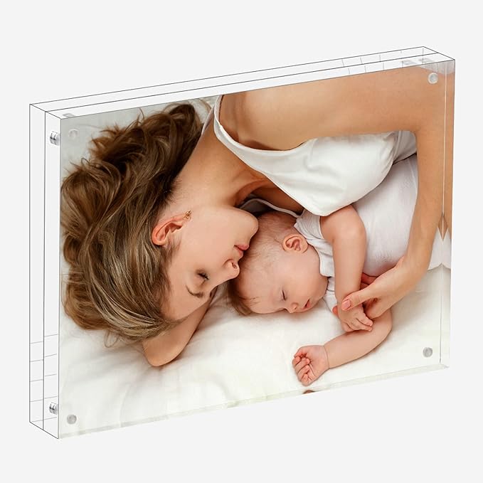 Meetu Acrylic Picture Frame 5x7 Tabletop Photo Frame Magnetic Double Sided Frame Free Standing Desktop for Display Document, Certificate, Photograph, Artwork in Office Room