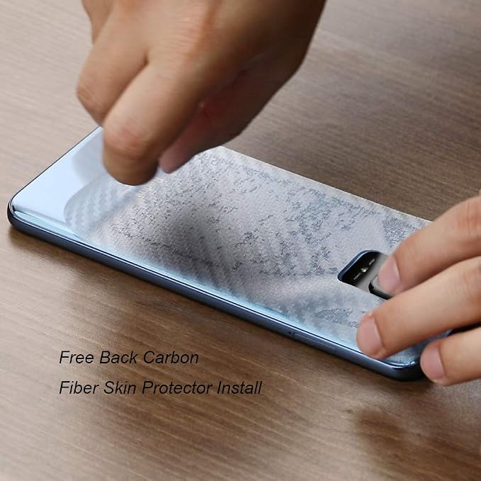 Ibywind Screen Protector For Redmi Note 9with 2Pcs Tempered Glass1Pc Camera Lens Protector1Pc Backing Carbon Fiber Film [Fingerprint ReaderEasy to install]