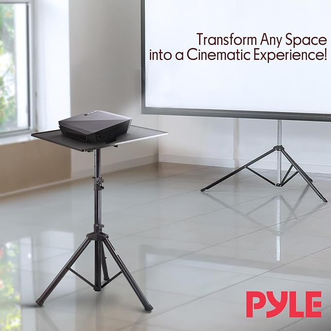 Pyle Projector Stand Tripod 28.0'' - 50.0'', Pro DJ Laptop, Easy Setup, Portable Studio Stand for Laptops, Mixers, and Projectors, Height Adjustable for Stage, Home, Studios, Stable and Versatile