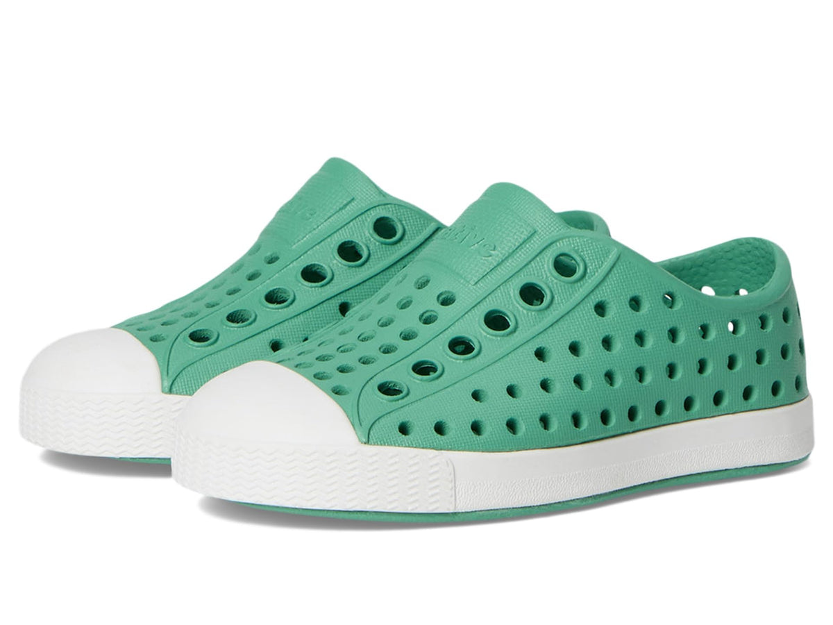 Native Shoes Unisex-Kids Jefferson Sneakers, Alpine Green/Shell White, 4 Toddler