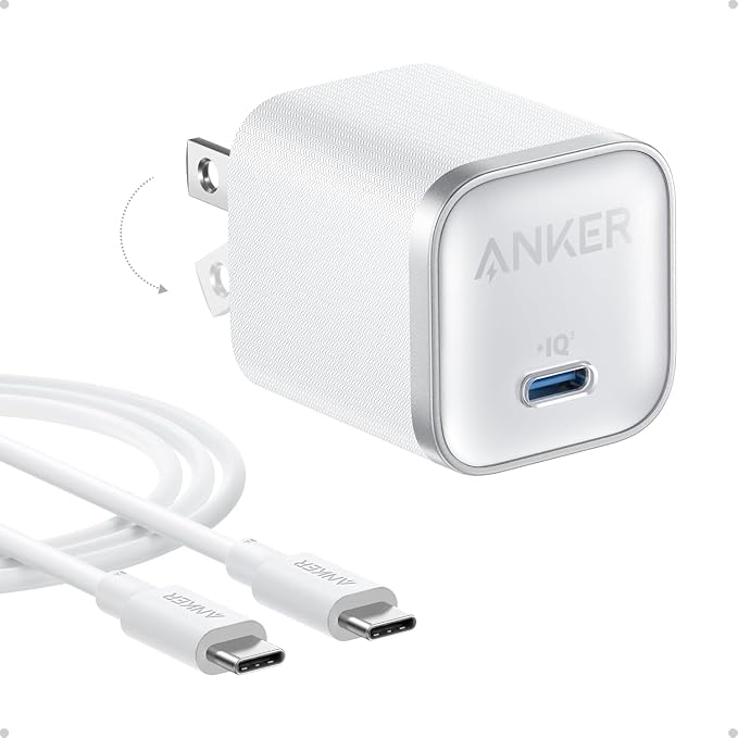 Anker iPhone Charger 45W Type C Fast Charging USB C Charger Block | Includes 6FT USB-C Cable and Foldable Plug for iPhone 17/16 SeriesMacBook Pixel 9 iPad and More