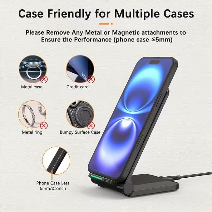 15W Fast Foldable Magnetic Wireless ChargerHome and TravelBlack