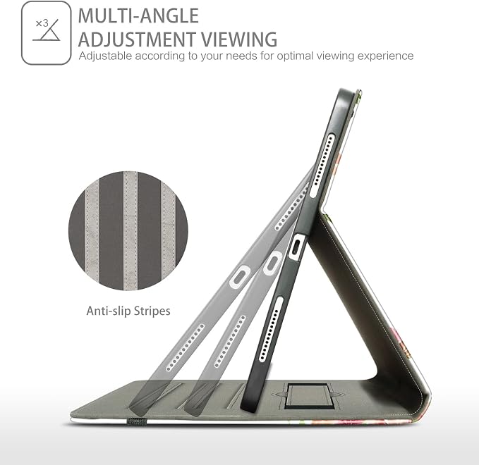 for iPad Air 13 inch Case (M4/M3/M2) iPad Pro 12.9 inch Case Hummingbird | Premium Leather Business Folio Case with Pencil Holder Multi-Angle View Adjustable Stand Pocket/Hand Strap/Auto Wake Sleep