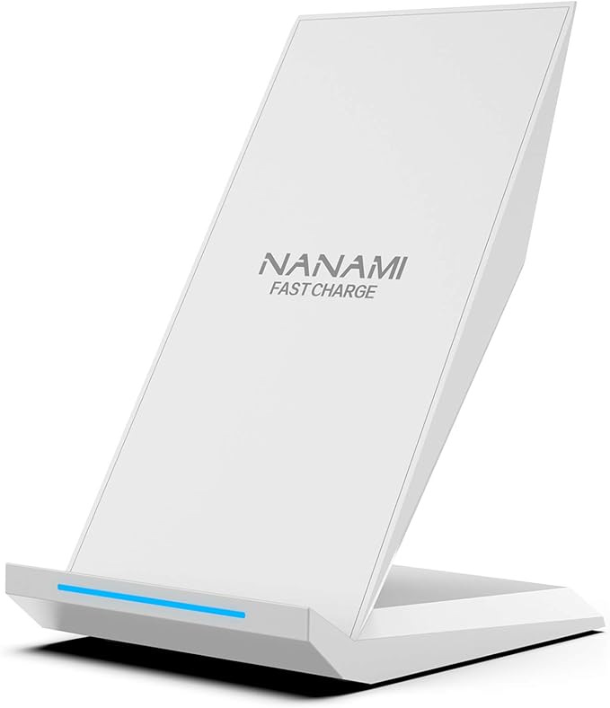 NANAMI Fast Wireless Charger - Qi Certified Charging Stand 7.5W Compatible iPhone 16/16 Plus/16 Pro/16 Pro Max/15/14/13/12,10W for Samsung Galaxy S24/S24 Ultra//S23/S22/21/S20 and Qi-Enabled Phones