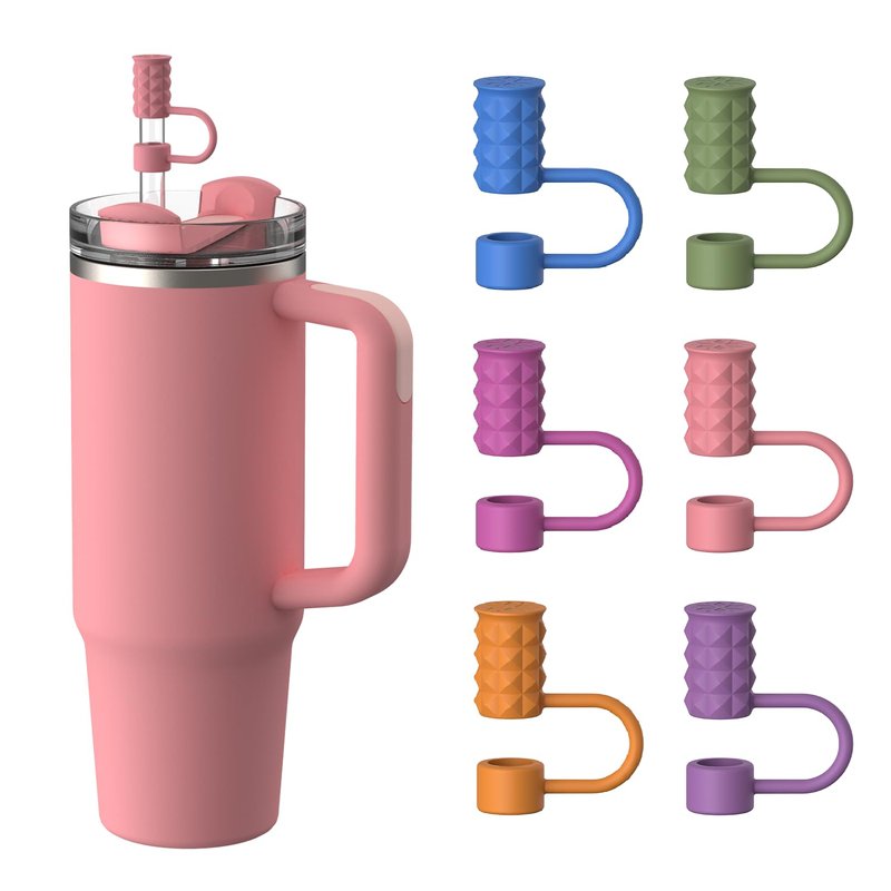 YOTIME 6Pcs Silicone Straw Covers Cap, 0.39in/10mm Straw Toppers Compatible with Stanley Cup 40 & 30 oz, Reusable Dust-Proof Cover Cap for Tumbler with Handle, Multicolor