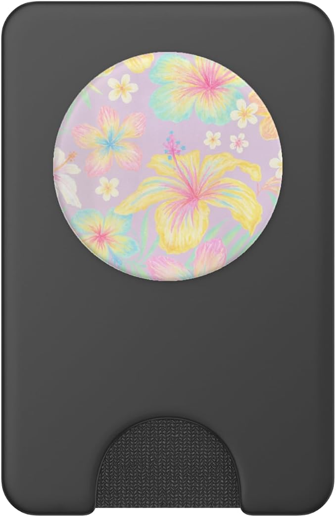 Pastel Hibiscus Floral Pattern PopSockets PopGrip for MagSafe