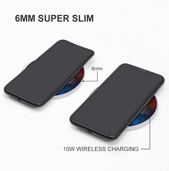 Rainbow Smoke Wireless Charger with Aluminum Alloy Frame Qi Certified Fast Wireless Charging Pad 10W Charging Station Portable Phone Charger for All Wireless Charging Phone