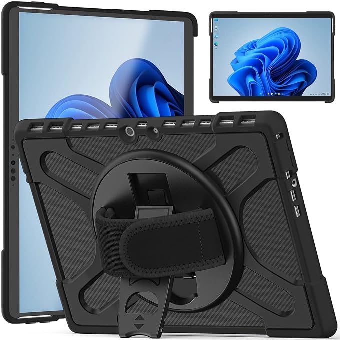 ZenRich Rugged Case for Microsoft Surface Pro 12 (2025)12 inch | Shockproof Hard Protective Case with 360 Rotating KickstandPen Holder and Hand Strap Compatible with Type Cover Keyboard