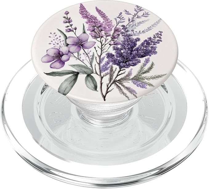 Purple Lavender Blossom Leaves Flowers Floral Girly PopSockets Adhesive PopGrip