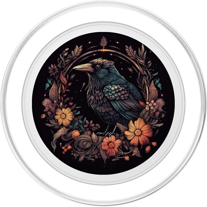 Crow Boho Flowers Graphic PopSockets Adhesive PopGrip