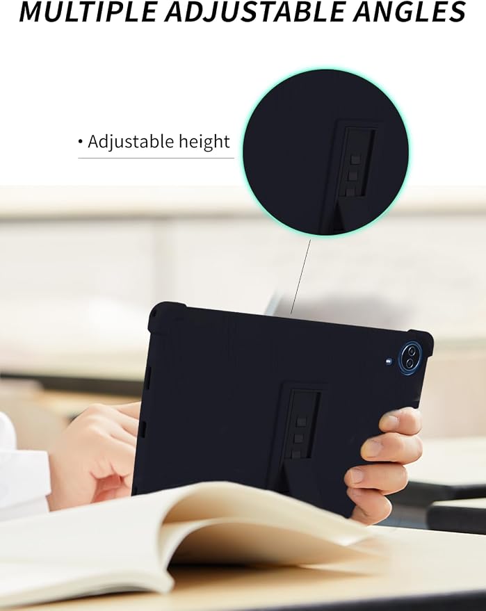 Case for Urao G140L Tablet 14 inch Android 15 TabletWUNIAK Shock Proof Lightweight Stand Rubber Shell Protective CoverKids Friendly Soft Silicone Adjustable Stand CoverBlack