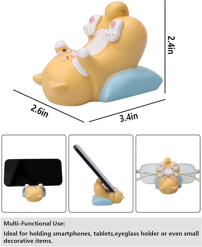 Cute Dog Phone Stand Multi-Purpose Resin Phone Holder Desk Decor for Home Office Bedroom