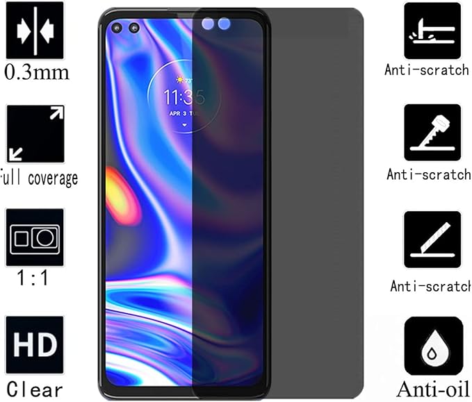 for Motorola One 5G Full Coverage Screen Protector - [2pack] Ultra Thin Anti-Scratch Screen Tempered Glass Protective Film for Motorola Moto One 5G