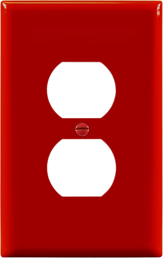 ENERLITES Duplex Receptacle Outlet Wall Plate, Electrical Outlet Cover, Mid-Size Size 1-Gang 4.88" x 3.11", Unbreakable Polycarbonate Thermoplastic, UL Listed, 8821M-R, Red