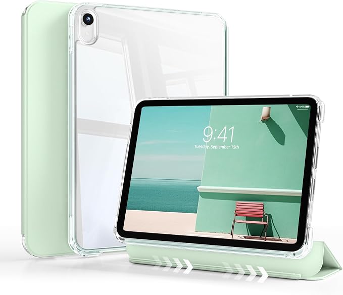 Detachable Case for iPad A16 11th Gen 11/10th Gen 10.9 Black | Slim Transparent Shell Back Soft Shockproof TPU Frame Without Pencil Holder Auto Sleep/Wake