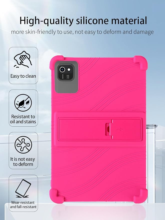 for kelankeke K10 Android 10-Inch TabletUYRUREL Skin-Friendly Soft Silicone Protective CaseFull Protection Against Drops and Scratcheswith Adjustable Viewing StandBlack.