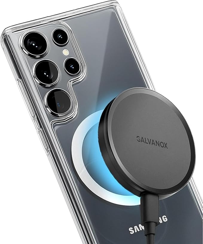 Galvanox Magnetic Wireless Charger for Samsung [Ultra-Slim] Fast Charging for Galaxy S26 Ultra S25 S24 Plus and Android Devices USB Type-C (10Ft)