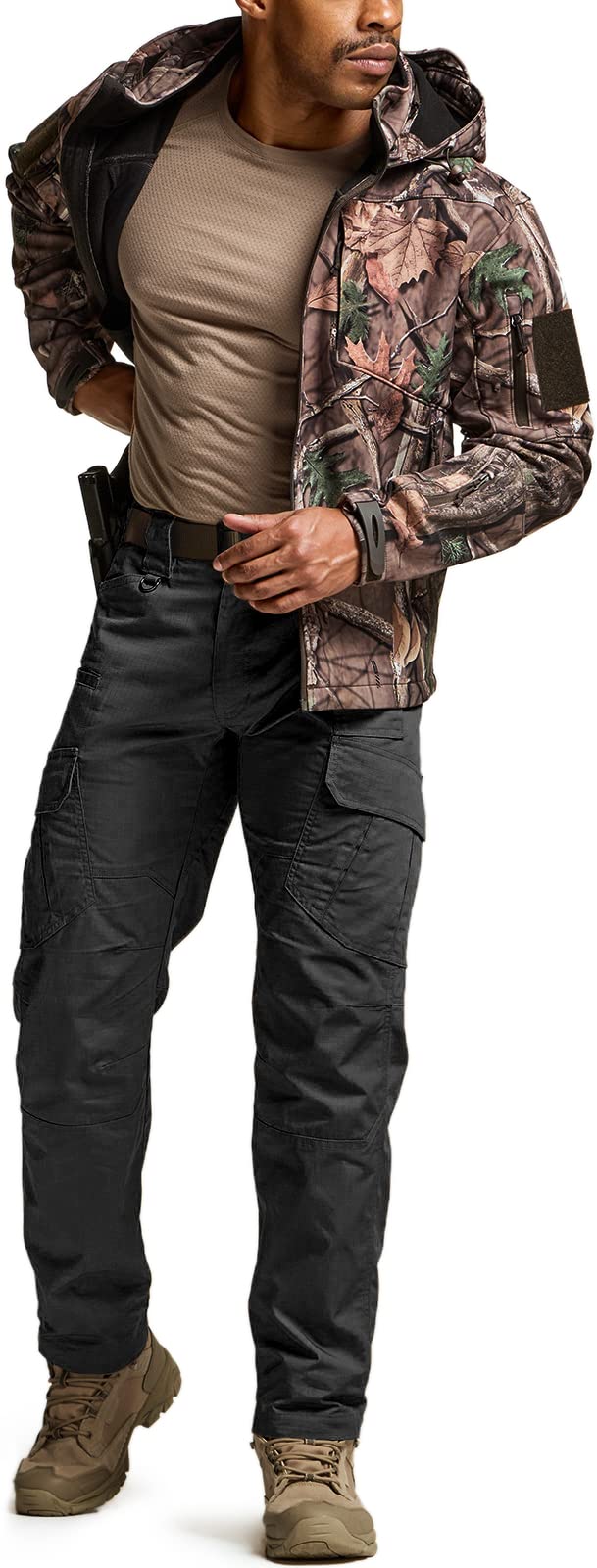 CQR Men's Tactical Pants, Water Resistant Ripstop Cargo Pants, Lightweight EDC Work Hiking Pants, Outdoor Apparel, Duratex Mag Pocket Black, 30W x 30L