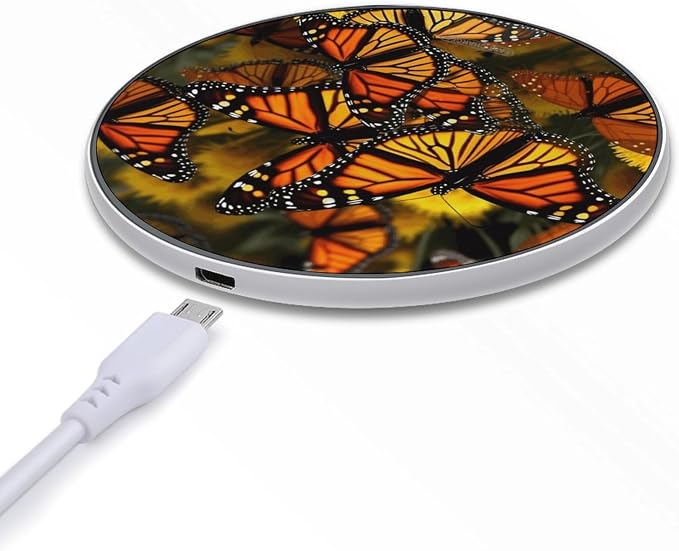 Monarch Butterflie Wireless Charger Fast Charging Pad | Anti-Slip Qi Certified Wireless Charging Pad for All Phones with Wireless Charging Function for Home Office Travel