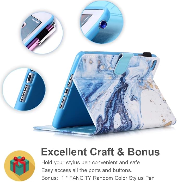 iPad mini Case FANCITY Mini 4 Mini 5 Mini 3/2/1 Smart Wake Sleep Case with Kickstand [Card Slot &amp Pen Holder] PU Leather Protective Cover for Apple iPad mini 4 Mini 5 2019 Mini 2/3 - Beach
