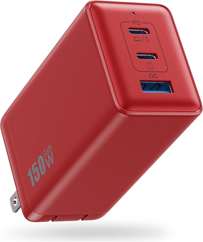 150W USB C Charger BlockGaN III Compact Foldable Wall Charger 3 Port Fast Charging StationPD QC PPS Portable USB C Hub 100W Laptop Adapter for MacBook Pro/AiriPadiPhone 17/ProGalaxy S24Dell etc