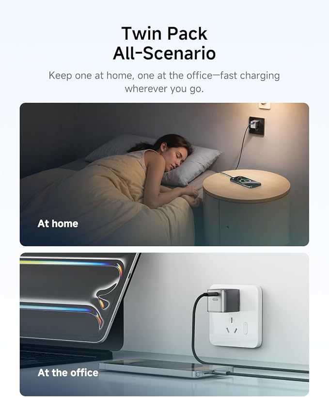 2 x Ultra-Mini iPhone Charger Fast Charging 45W Type C Charger with 3.3 FT Braided USB C Cable Compact and Foldable Plug USB C Charger Block for iPhone 17 Series MacBook iPad and More