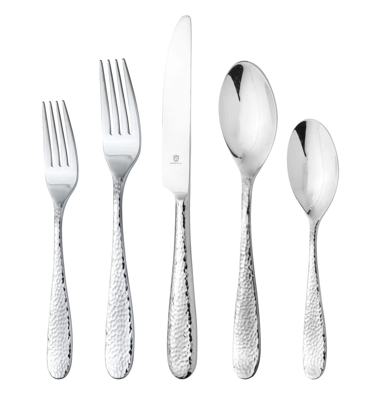 DANIALLI Engraved Silverware Set for 8 | 18/10 Stainless Steel Flatware with Mirror Finish and Engraved Handles | Heavy-Duty, Dishwasher Safe, Built to Last (40-Piece, Mezzano Engraved)