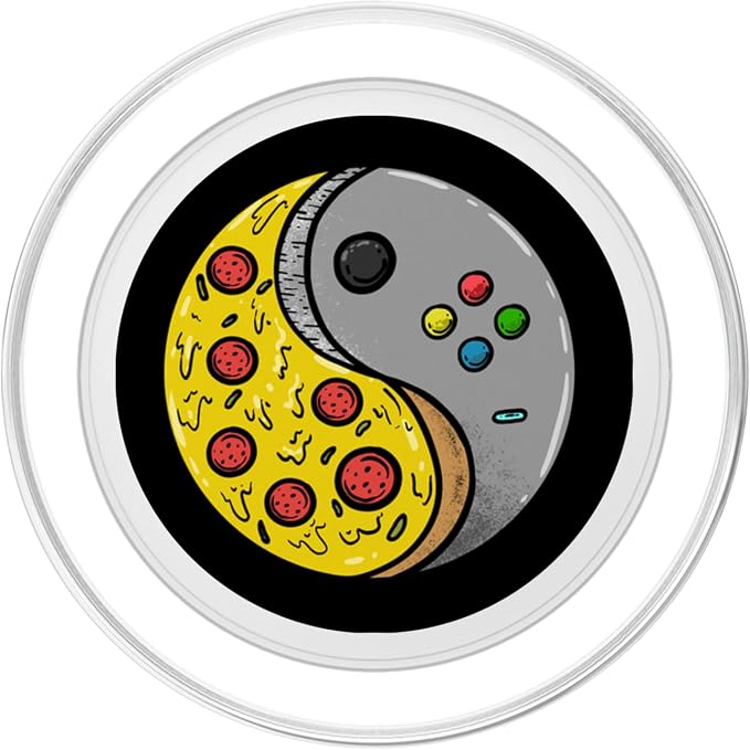 Yin Yang Pizza Video Game Controller Food Gaming Boys Men PopSockets Adhesive PopGrip