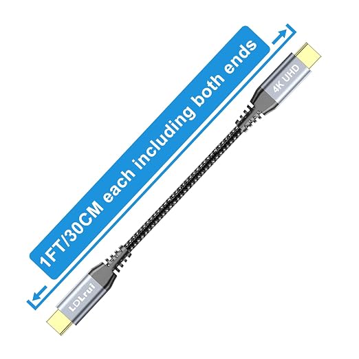 LDLrui 10FT Right Angle USB C Cable 100W PD 20Gbps Data 4K Video | Large Workspaces Commercial Displays Long Distance Routing Flexible Installation Full-Featured USB-C