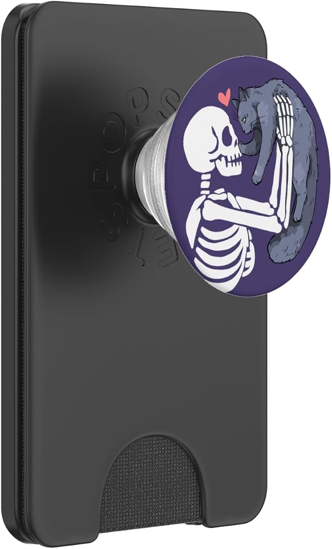 PopSockets Skull &amp Goth Phone Grip &amp Stand - Skeleton &amp Cat PopSockets PopGrip for MagSafe