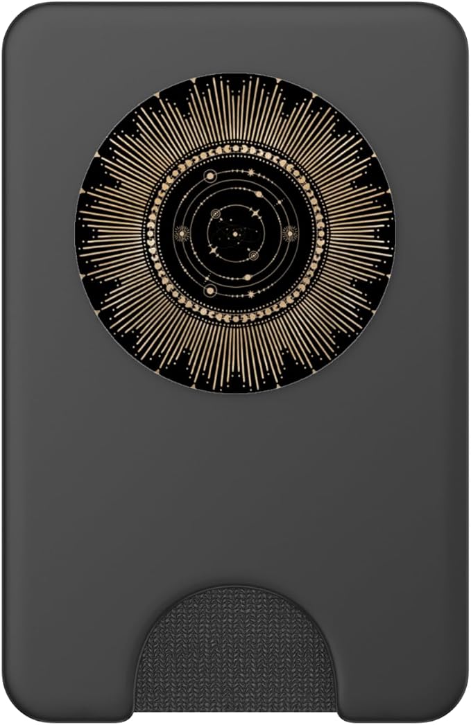 Celestial Moon Phases Planet Black and Gold PopSockets Adhesive PopGrip