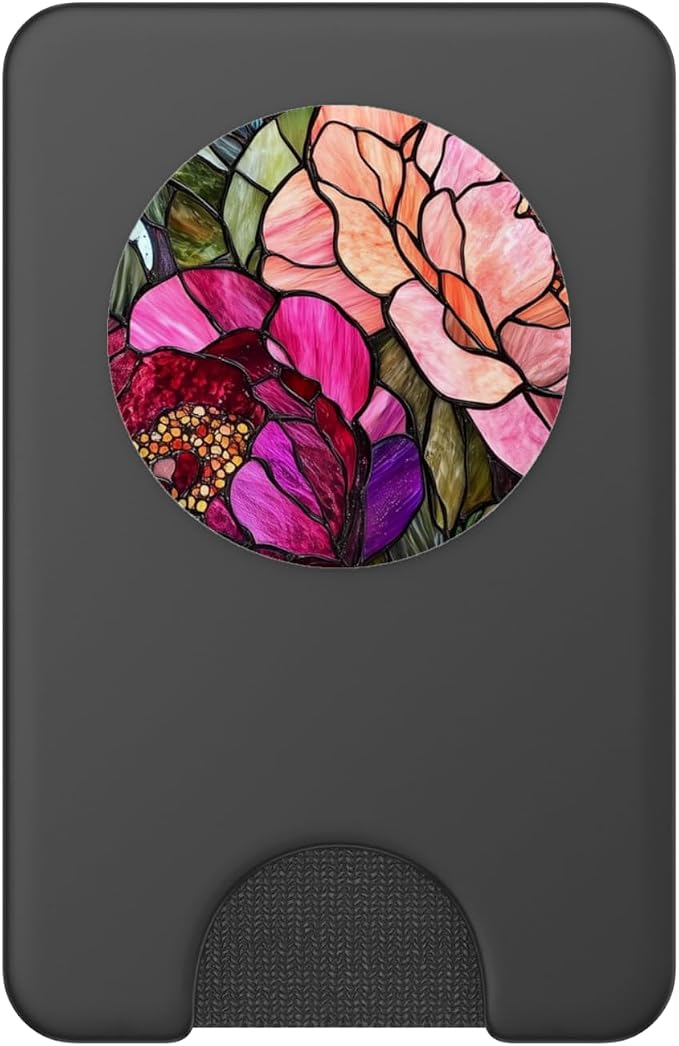 Vibrant Peonies in Bold Pink and Red Artwork PopSockets PopWallet for MagSafe
