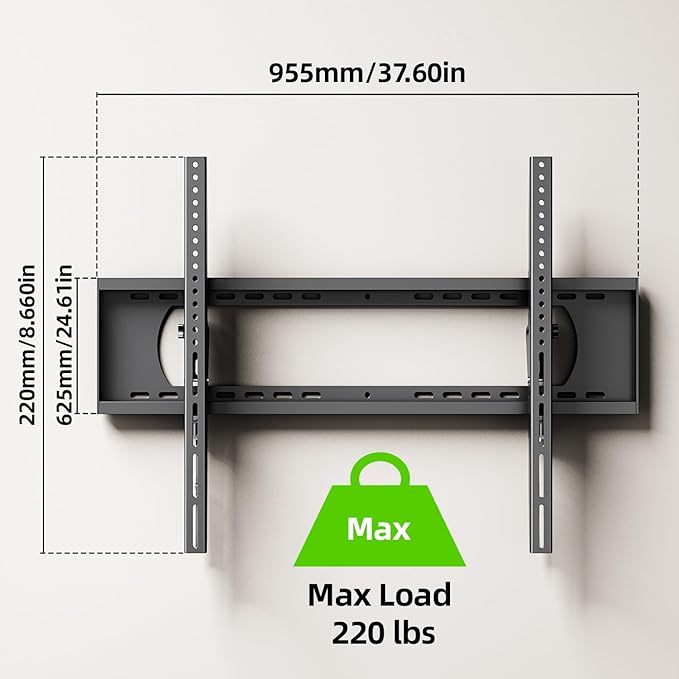 USX MOUNT Heavy Duty Tilting TV Wall Mount for 60-120" up to 220lb, Low Profile TV Mount Ultra Slim Wall Bracket fit 16-32" Studs, Max VESA 900x600 for 65 75 85 86 90 98 100 110inch Large Television